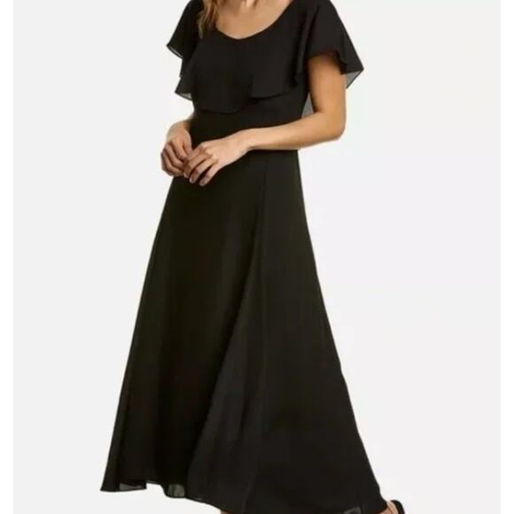 THEORY Women's Size 4 Scoop Ruffle Midi Dress Style M0305609 in Black $375 - Picture 1 of 7